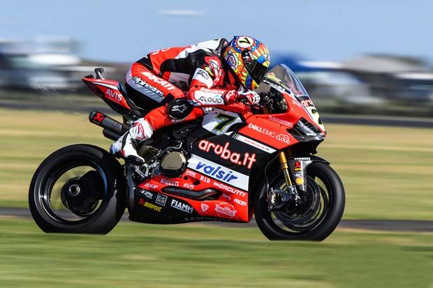 Chaz Davies (Tim Aruba.it Ducati) di WSBK Phillip Island Australia 2017. (Foto-Motorsport)