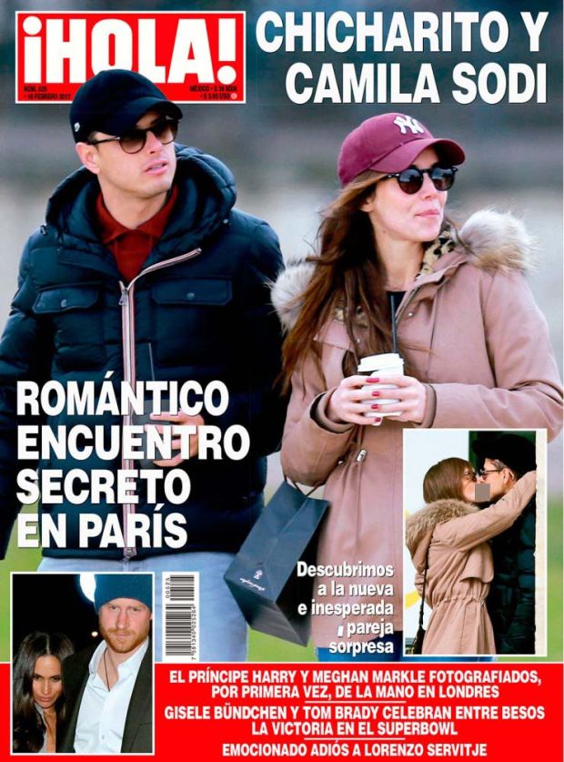 Chicharito dan Camila Sodi sedang berkencan di Paris dalam headline Majalah Hola. (Foto-Hola Magazine)