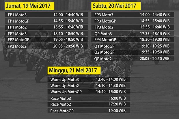 Infografis jadwal balap MotoGP Prancis 2017 di Sirkuit Le Mans. (Foto-Motorsport)