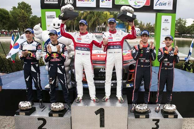 Podium juara WRC 2017 Reli Meksiko. (Foto-Red Bull)