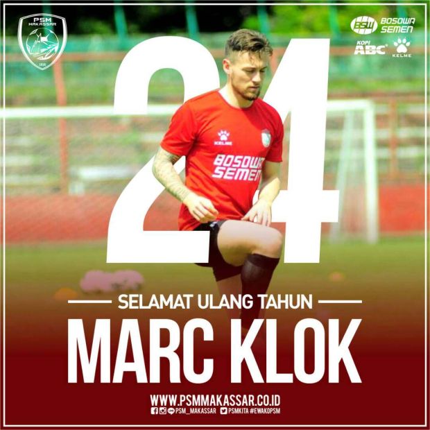 Ucapan selamat ulang tahun buat Marc Klok dari PSM Makassar. (Foto-PSM Makassar)