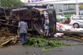 Akibat rem blong, truk terbalik di dekat rumah SBY