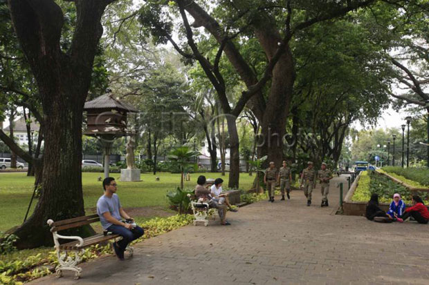 Taman di Jakarta Pusat Rusak Parah