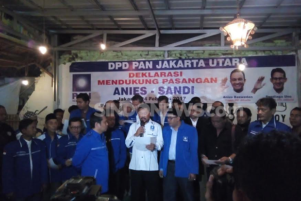 DPD PAN Jakarta Utara Deklarasikan Dukung Anies-Sandi