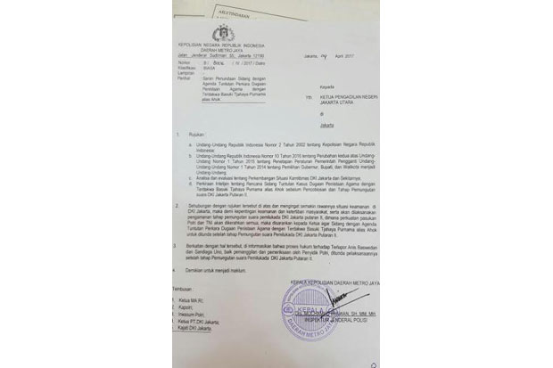IPW: Jika Surat Itu Asli, Kapolda Metro Jaya Terlibat Politik Praktis
