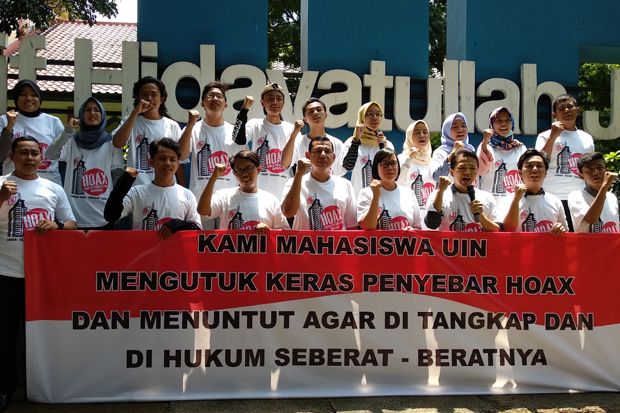 Deklarasi Berantas Hoax, Mahasiswa UIN Jakarta dan Polda Bubuhkan Seribu Tanda Tangan