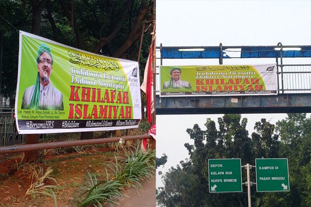Beredar Spanduk Habib Rizieq dan PKS Dukung Khilafah, FPI: Itu Fitnah