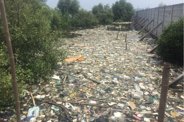 Hujan Antarkan Tumpukan Sampah Tiba di Teluk Jakarta