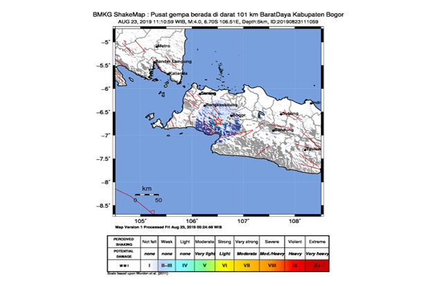 Gempa Magnitudo 4.0 Goyang Kabupaten Bogor