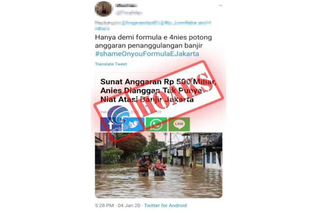 Anies Potong Anggaran Banjir demi Formula E, Kominfo: Hoaks